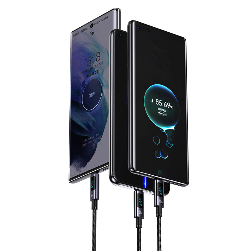 USAMS US-SJ673 USB-A to Type-C 6A Fast Charging Cable 1.2m Aluminum Alloy Digital Display Charger Data Cable USAMS US-SJ673 USB-A to Type-C 6A Fast Charging Cable 1.2m Aluminum Alloy Digital Display Charger Data Cable